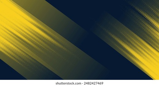 Yellow halftone on blue background. Vector dotted sparkles or halftone shine pattern texture Pop Art Style Background