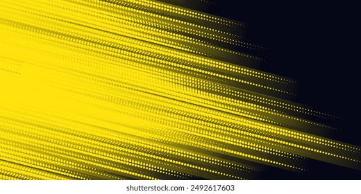 Semitono amarillo sobre fondo azul. Vector punteado destellos o semitono brillo patrón textura Pop Art Style Fondo. Ilustración vectorial
