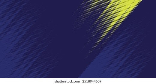 Medio tono amarillo sobre fondo azul. Vector punteado brillo o semitono brillo patrón textura Pop estilo de arte de fondo. moderno.