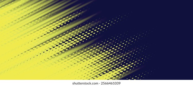 Yellow halftone on blue background. Vector dotted sparkles or halftone shine pattern texture Pop Art Style Background.