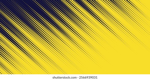 Yellow halftone on blue background. Vector dotted sparkles, Dots pop art comics sport style vector illustration.