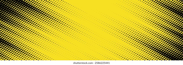 Yellow halftone on blue background. Vector dotted sparkles, Dots pop art comics sport style vector illustration.	