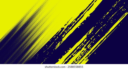 Yellow halftone on blue background. Vector dotted sparkles or halftone shine pattern texture Pop Art Style Background.