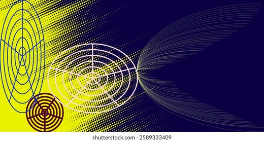 Yellow halftone on blue background. Vector dotted sparkles or halftone shine pattern texture Pop Art Style Background. Eps10