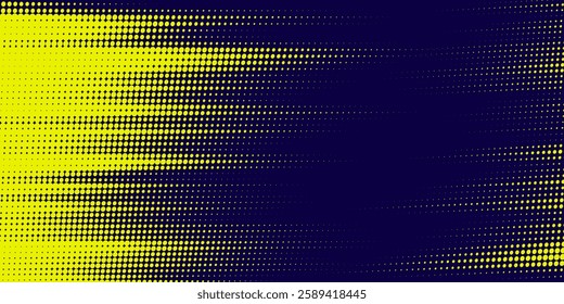 Yellow halftone on blue background. Vector dotted sparkles or halftone shine pattern texture Pop Art Style Background. Eps10