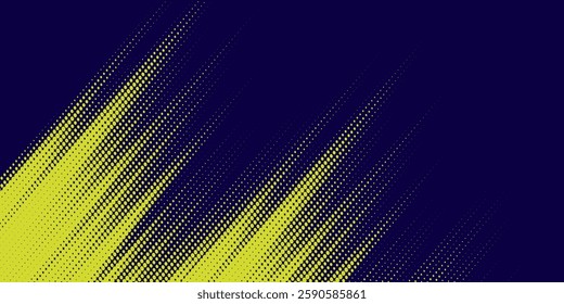 Yellow halftone on blue background. Vector dotted sparkles or halftone shine pattern texture Pop modern Art Style Background
