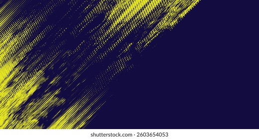 Yellow halftone on blue background. Vector dotted sparkles or halftone shine pattern texture Pop Art Style Background