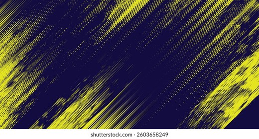 Yellow halftone on blue background. Vector dotted sparkles or halftone shine pattern texture Pop Art Style Background