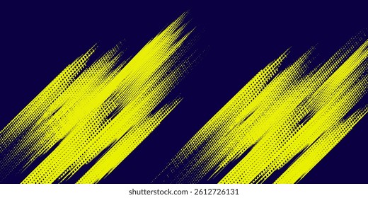 Yellow halftone on blue background. Vector dotted sparkles or halftone shine pattern texture Pop Art Style Background. 