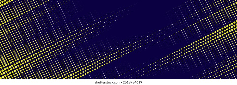 Yellow halftone on blue background. Vector dotted sparkles or halftone shine pattern texture Pop Art Style Background. EPS10