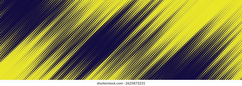 Yellow halftone on blue background. Vector dotted sparkles or halftone shine pattern texture Pop Art Style Background.