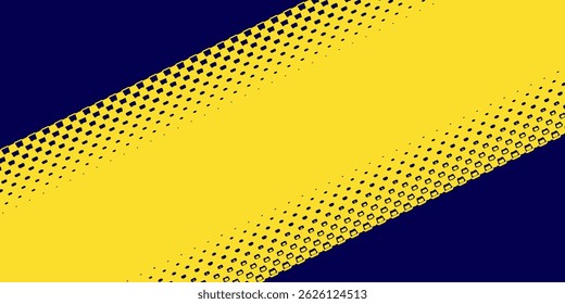 Yellow halftone on blue background. Vector dotted sparkles, Dots pop art comics sport style vector illustration.