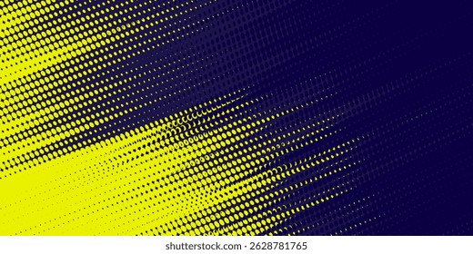 Medio tono amarillo sobre fondo azul. Fondo retro del arte pop del patrón del brillo del semitono del Vector. Moderno. EPS10