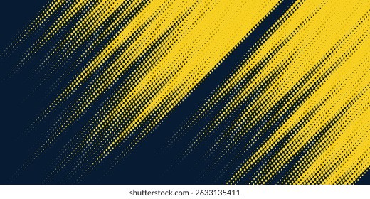 Yellow halftone on blue background. Vector dotted sparkles or halftone shine pattern texture Pop Art Style Background simple