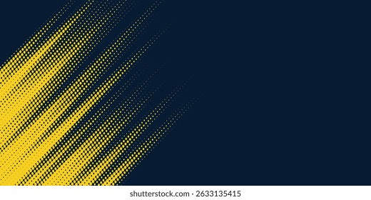 Yellow halftone on blue background. Vector dotted sparkles or halftone shine pattern texture Pop Art Style Background simple