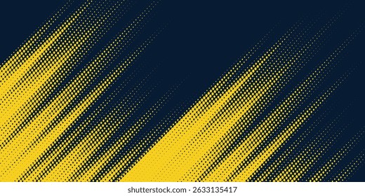 Yellow halftone on blue background. Vector dotted sparkles or halftone shine pattern texture Pop Art Style Background simple