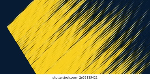 Yellow halftone on blue background. Vector dotted sparkles or halftone shine pattern texture Pop Art Style Background simple