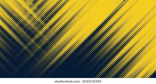 Meio-tom amarelo sobre fundo azul. Vetor pontilhado brilhos ou meio-tom brilho padrão textura Pop Art Estilo Fundo simples