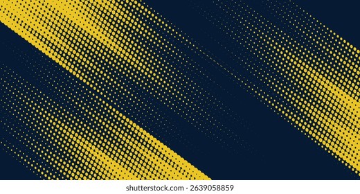 Yellow halftone on blue background. Vector dotted sparkles or halftone shine pattern texture Pop Art Style Background