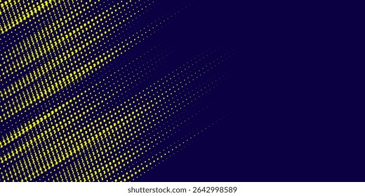 Gelber Halbton auf blauem Hintergrund. Vektor gepunktete funkelt oder Halbton Glanz Muster Textur Pop Art Style Hintergrund.
