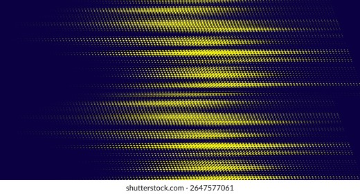 Medio tono amarillo sobre fondo azul. Vector punteado destellos o semitono brillo patrón textura Pop estilo de arte de fondo. EPS 10	