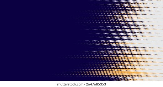 Medio tono amarillo sobre fondo azul. Vector punteado destellos o semitono brillo patrón textura Pop estilo de arte de fondo.
