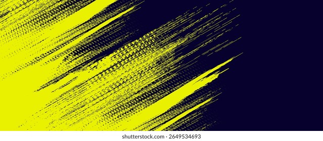 Gelber Halbton auf blauem Hintergrund. Vektor gepunktete funkelt oder Halbton Glanz Muster Textur Pop Art Style Hintergrund. 