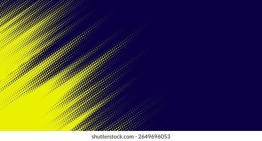 Meio-tom amarelo sobre fundo azul. Vetor pontilhado brilhos ou meio-tom brilho padrão textura Pop Art Estilo Fundo
