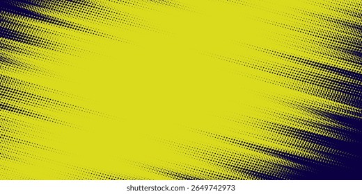 Yellow halftone on blue background. Vector dotted sparkles or halftone shine pattern texture Pop Art Style Background. Vector dot