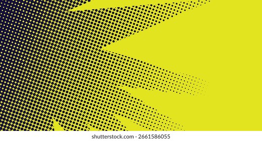 Yellow halftone on blue background. Vector dotted sparkles or halftone shine pattern texture Pop Art Style Background estethic.