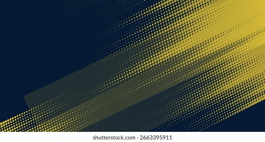 Medio tono amarillo sobre fondo azul. Vector punteado destellos o semitonos punteados modernos