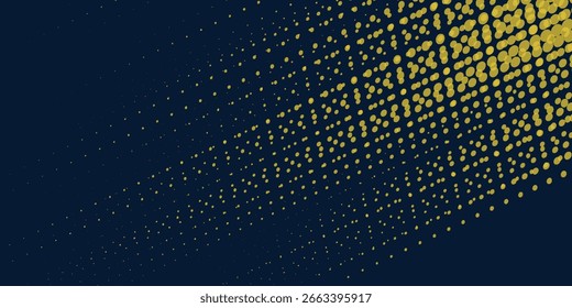 Medio tono amarillo sobre fondo azul. Vector punteado destellos o semitonos punteados moderno Bueno Simple