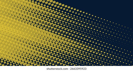 Medio tono amarillo sobre fondo azul. Vector punteado destellos o puntos de medio tono arte moderno bueno simple