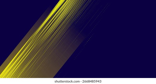 Yellow halftone on blue background. Vector dotted sparkles or halftone shine pattern texture Pop Art Style Background.