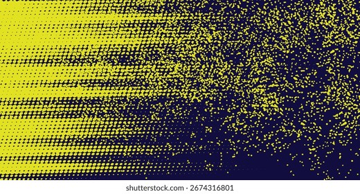 Meio-tom amarelo sobre fundo azul. Vetor pontilhado brilhos ou meio-tom brilho padrão textura Pop Art Estilo moderno	