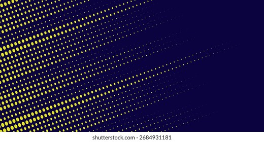 Yellow halftone on blue background. Vector dotted sparkles or halftone shine pattern texture Pop Art Style Background. EPS