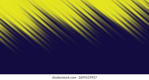 Yellow halftone on blue background. Vector dotted sparkles or halftone shine pattern texture Pop Art Style Background. 