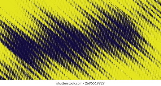 Gelber Halbton auf blauem Hintergrund. Vektor gepunktete funkelt oder Halbton Glanz Muster Textur Pop Art Style Hintergrund. 