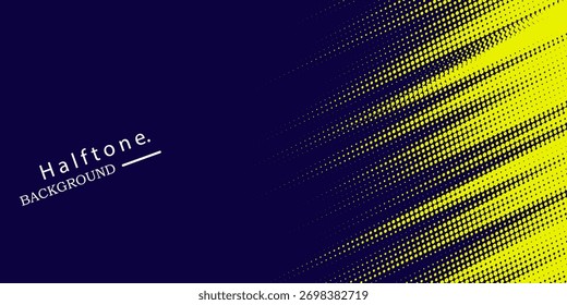 Medio tono amarillo sobre fondo azul. Vector punteado destellos o semitono brillo patrón textura Pop estilo de arte de fondo. 