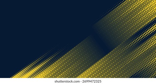 Yellow halftone on blue background. Vector dotted sparkles or halftone shine pattern texture Pop Art Style Background
