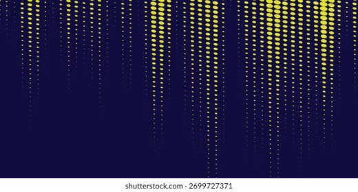 Medio tono amarillo sobre fondo azul. Vector punteado destellos o semitono brillo patrón textura Pop Estilo de arte moderno	