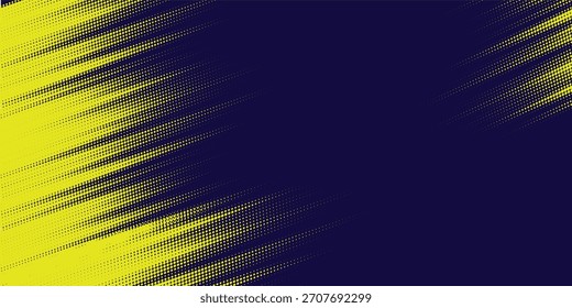 Yellow halftone on blue background. Vector dotted sparkles or halftone shine pattern texture Pop Art Style Background. 