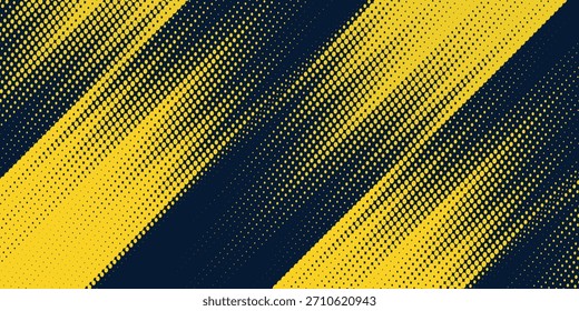 Yellow halftone on blue background. Vector dotted sparkles or halftone shine pattern texture Pop Art Style Background