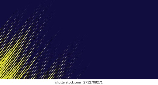 Medio tono amarillo sobre fondo azul. Vector punteado destellos o semitono brillo patrón textura Pop Estilo de arte moderno