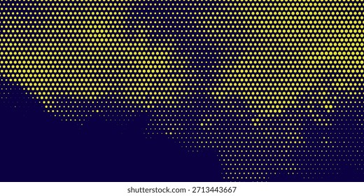 Meio-tom amarelo sobre fundo azul. Vetor pontilhado brilhos ou meio-tom brilho textura padrão Pop Art Estilo Fundo. EPS10