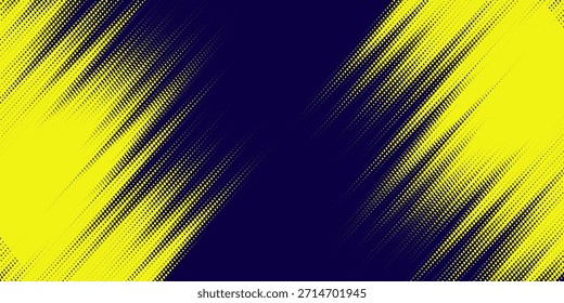 Yellow halftone on blue background. Vector dotted sparkles or halftone shine pattern texture Pop Art Style Background. EPS10