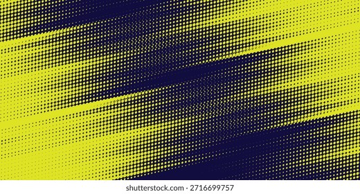 Medio tono amarillo sobre fondo azul. Vector punteado destellos o semitono brillo patrón textura Pop estilo de arte de fondo. Vector eps10

