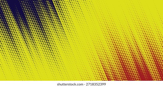 Medio tono amarillo sobre fondo azul. Vector punteado destellos o semitono brillo patrón textura Pop estilo de arte de fondo. Vector deportivo