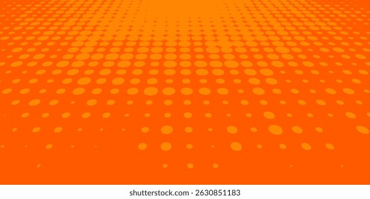 Yellow halftone on orange background. Vector dotted glitter or halftone glitter pattern texture Pop Art Style Background.