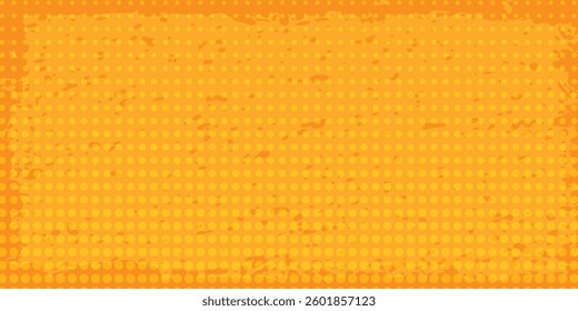 Yellow halftone pattern. Retro comic gradient background. Bright orange pixelated dotted texture  modern